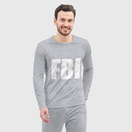 Мужская пижама с лонгсливом хлопок FBI, цвет меланж - фото 5