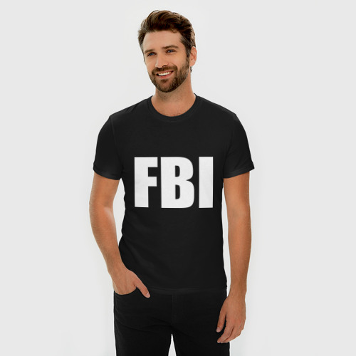 Мужская футболка хлопок Slim FBI, цвет черный - фото 3