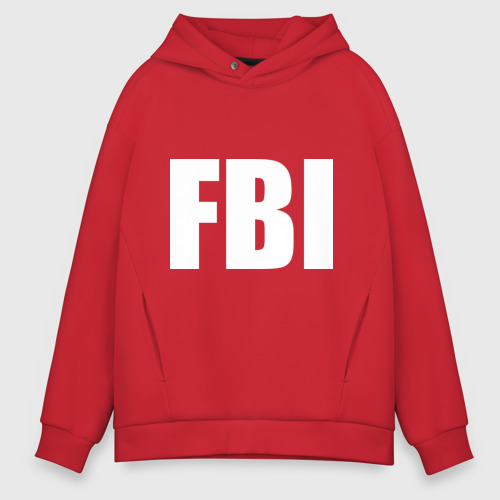 Мужское худи Oversize хлопок FBI, цвет красный