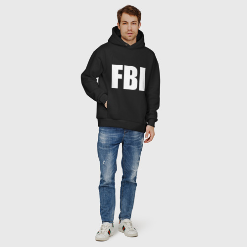 Мужское худи Oversize хлопок FBI, цвет черный - фото 6