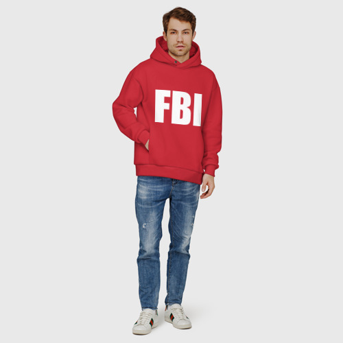 Мужское худи Oversize хлопок FBI, цвет красный - фото 6