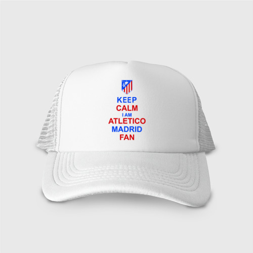 Кепка тракер с сеткой keep calm i am Atletico Madrid fan ( Атлетико ), цвет белый