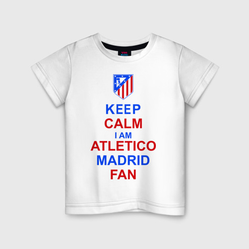 Детская футболка хлопок keep calm i am Atletico Madrid fan ( Атлетико ), цвет белый