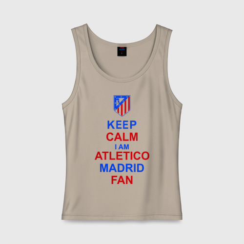 Женская майка хлопок keep calm i am Atletico Madrid fan ( Атлетико ), цвет миндальный