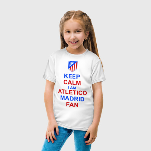 Детская футболка хлопок keep calm i am Atletico Madrid fan ( Атлетико ), цвет белый - фото 5