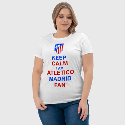 Женская футболка хлопок keep calm i am Atletico Madrid fan ( Атлетико ), цвет белый - фото 6