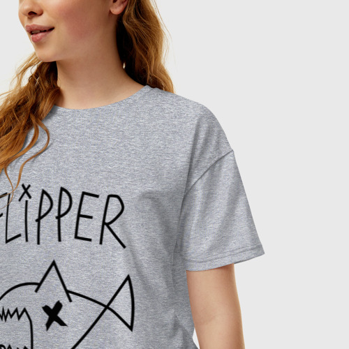 Женская футболка хлопок Oversize Flipper, цвет меланж - фото 3
