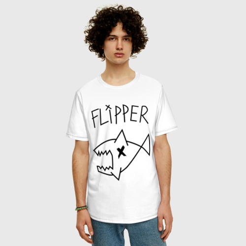 Мужская футболка хлопок Oversize Flipper, цвет белый - фото 3