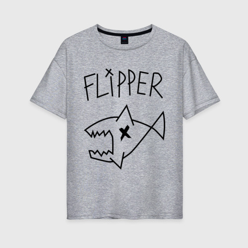 Женская футболка хлопок Oversize Flipper, цвет меланж