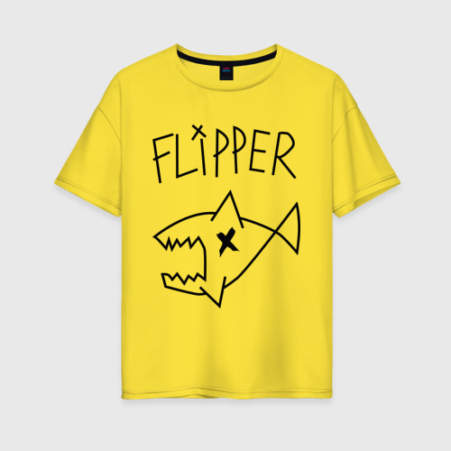 Женская футболка хлопок Oversize Flipper, цвет желтый