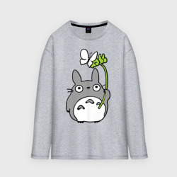 Женский лонгслив oversize хлопок Totoro и бабочка