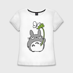 Женская футболка хлопок Slim Totoro и бабочка