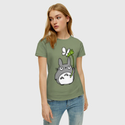 Женская футболка хлопок Totoro и бабочка - фото 2