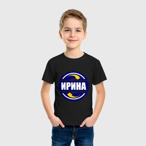 Детская футболка хлопок Эмблема - Ирина, цвет черный - фото 3