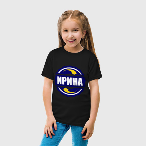 Детская футболка хлопок Эмблема - Ирина, цвет черный - фото 5