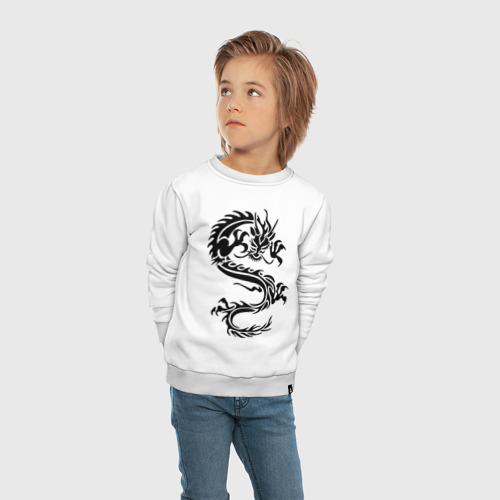 Детский свитшот хлопок Дракон орнамент, цвет белый - фото 5