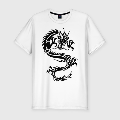 Мужская футболка хлопок Slim Дракон орнамент, цвет белый