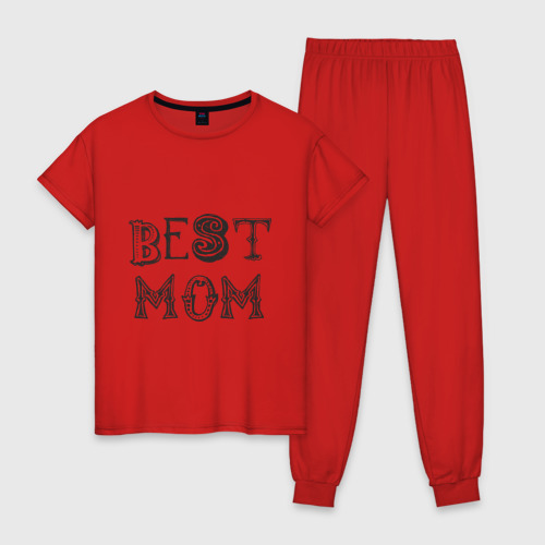 Женская пижама хлопок Лучшая мама, цвет красный