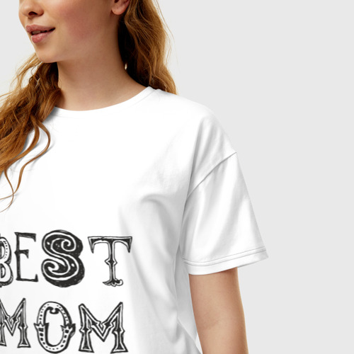 Женская футболка хлопок Oversize Лучшая мама, цвет белый - фото 3