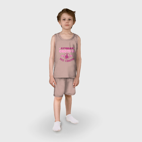 Детская пижама с шортами хлопок Лучшая сестра, цвет пыльно-розовый - фото 3