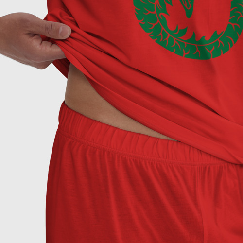 Мужская пижама хлопок Древний Китайский дракон, цвет красный - фото 6