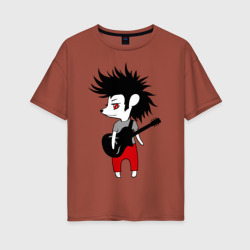 Женская футболка хлопок Oversize Ежик рок музыкант