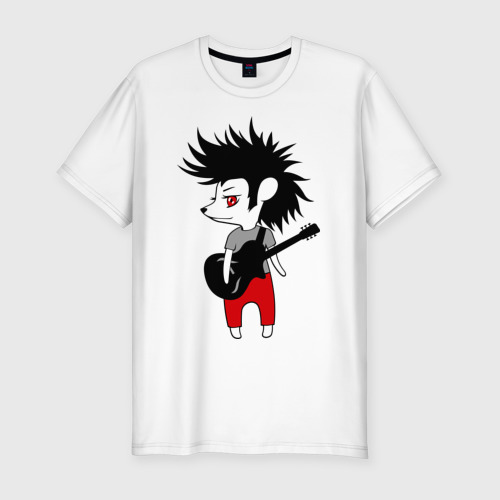 Мужская футболка хлопок Slim Ежик рок музыкант, цвет белый