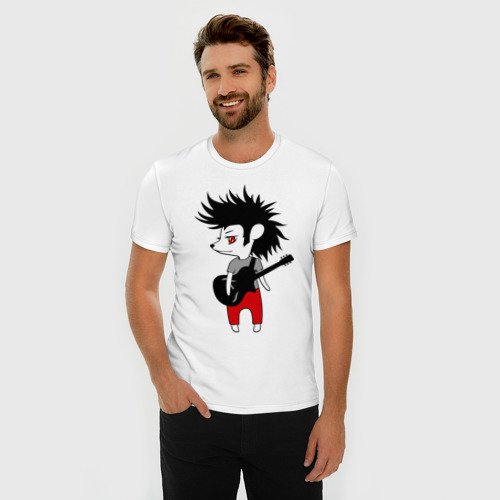 Мужская футболка хлопок Slim Ежик рок музыкант, цвет белый - фото 3