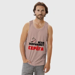 Мужская майка хлопок Заправляет Серёга - фото 2