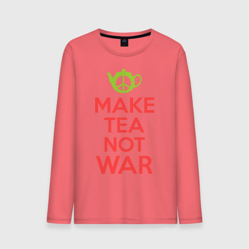 Мужской лонгслив хлопок с принтом Make tea not war, вид спереди #2