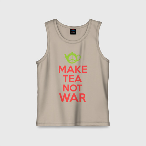 Детская майка хлопок Make tea not war, цвет миндальный