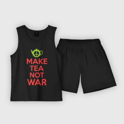 Детская пижама с шортами хлопок Make tea not war