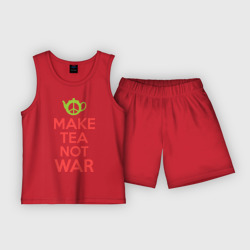 Детская пижама с шортами хлопок Make tea not war