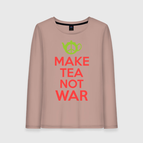 Женский лонгслив хлопок Make tea not war, цвет пыльно-розовый