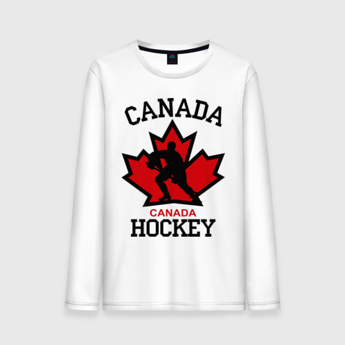 Мужской лонгслив хлопок Канада хоккей Canada Hockey, цвет белый