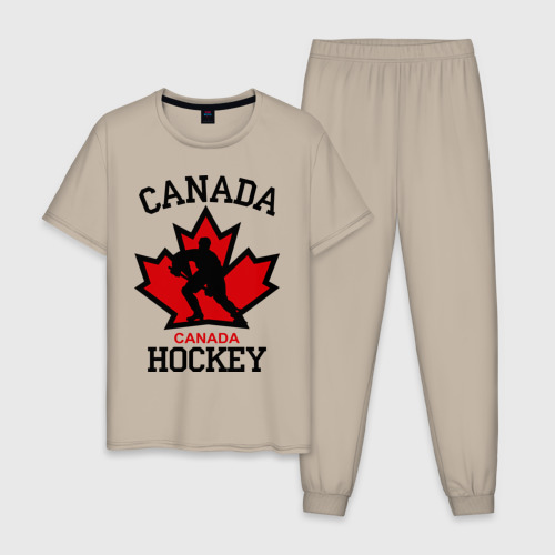 Мужская пижама хлопок Канада хоккей Canada Hockey, цвет миндальный