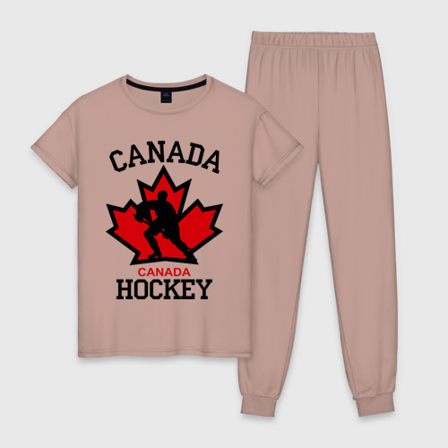Женская пижама хлопок Канада хоккей Canada Hockey, цвет пыльно-розовый