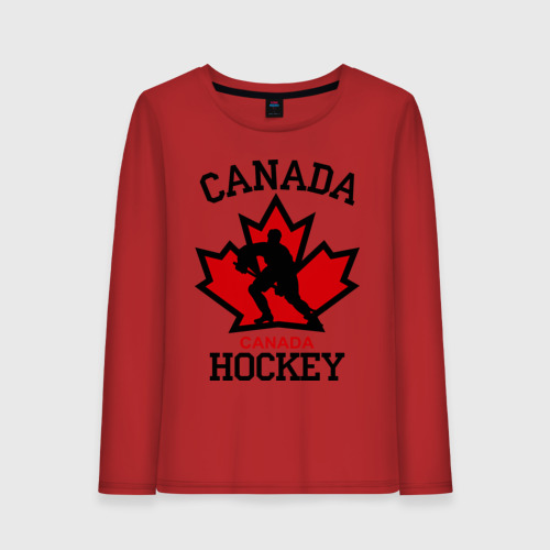 Женский лонгслив хлопок Канада хоккей Canada Hockey, цвет красный