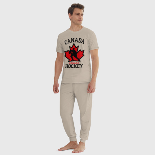 Мужская пижама хлопок Канада хоккей Canada Hockey, цвет миндальный - фото 5