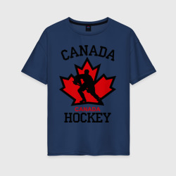 Женская футболка хлопок Oversize Канада хоккей Canada Hockey