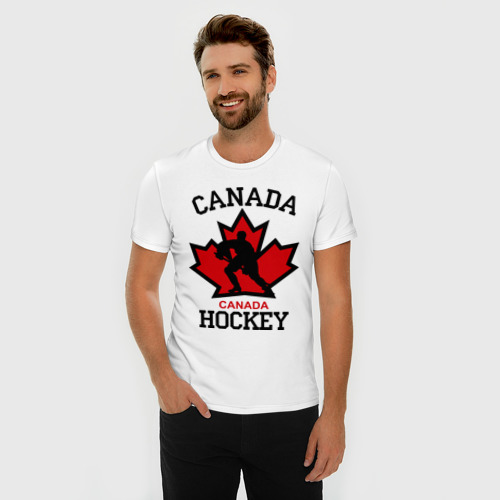 Мужская футболка хлопок Slim Канада хоккей Canada Hockey, цвет белый - фото 3