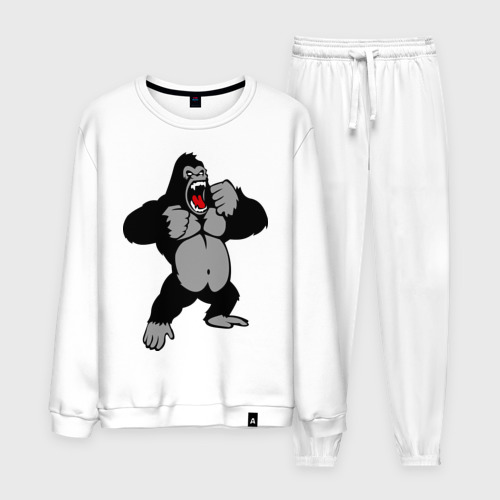 Мужской костюм хлопок Злая горилла, цвет белый