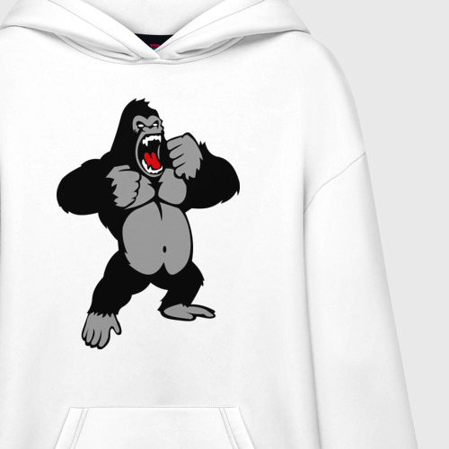 Худи SuperOversize хлопок Злая горилла, цвет белый - фото 3