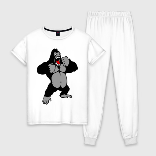 Женская пижама хлопок с принтом Злая горилла, вид спереди #2
