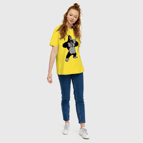 Женская футболка хлопок Oversize с принтом Злая горилла, вид сбоку #3