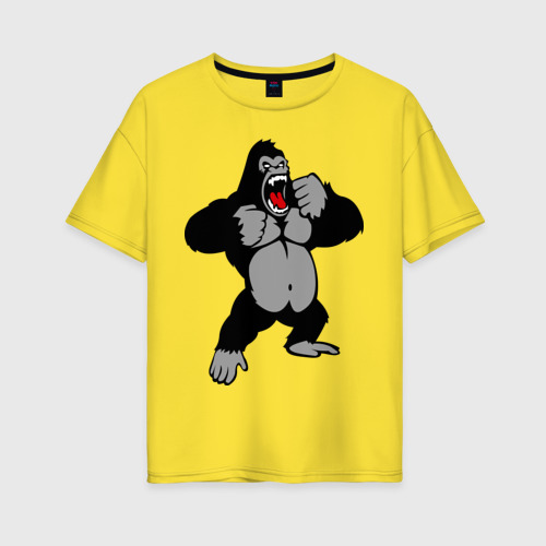 Женская футболка хлопок Oversize с принтом Злая горилла, вид спереди #2