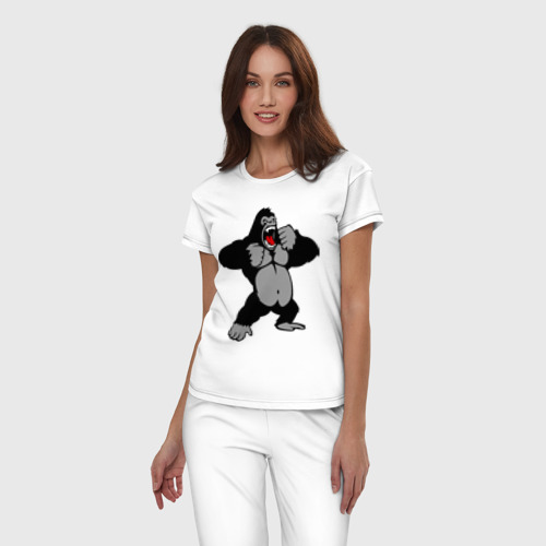 Женская пижама хлопок с принтом Злая горилла, фото на моделе #1