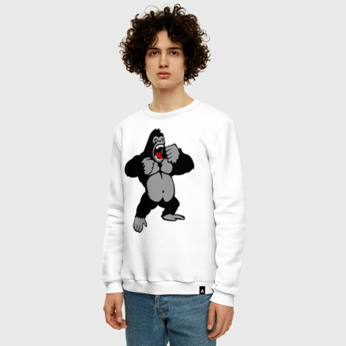Мужской свитшот хлопок с принтом Злая горилла, фото на моделе #1