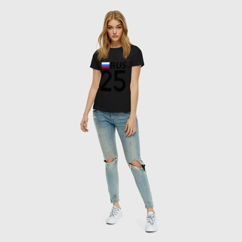 Женская футболка хлопок Приморский край (25), цвет черный - фото 5