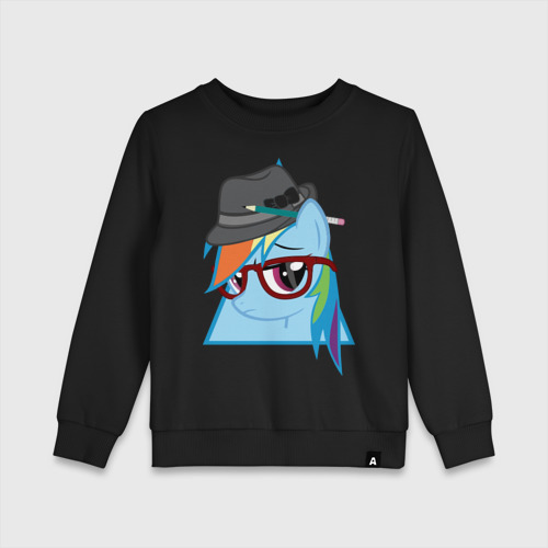 Детский свитшот хлопок Rainbow Dash hipster, цвет черный